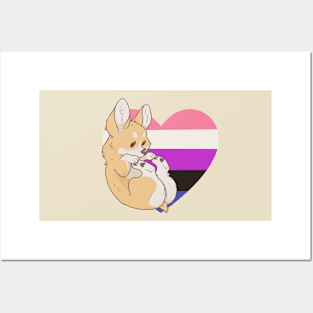 Genderfluid Pride Corgi Posters and Art